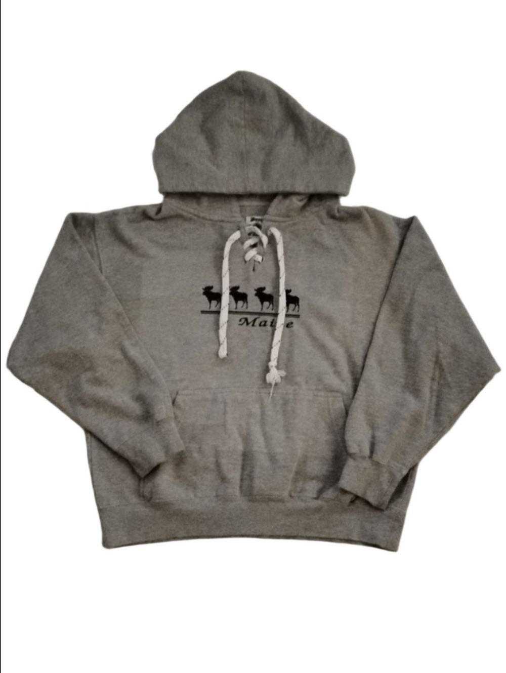 Basix Of America Men's Gray Moose Print Hooded Sweatshirt